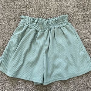 Sea foam green paper bag shorts from Shein